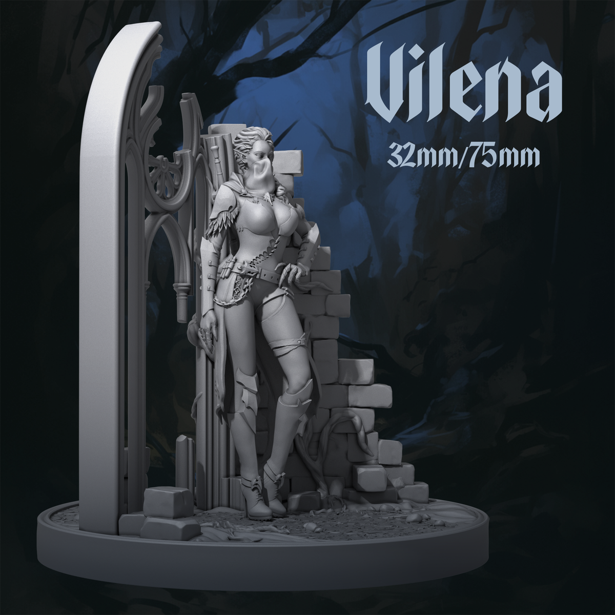 Partially Rendered Miniature Model Vilena Rogue | D&D Miniature for Ravenloft Campaigns – MitzNSimz