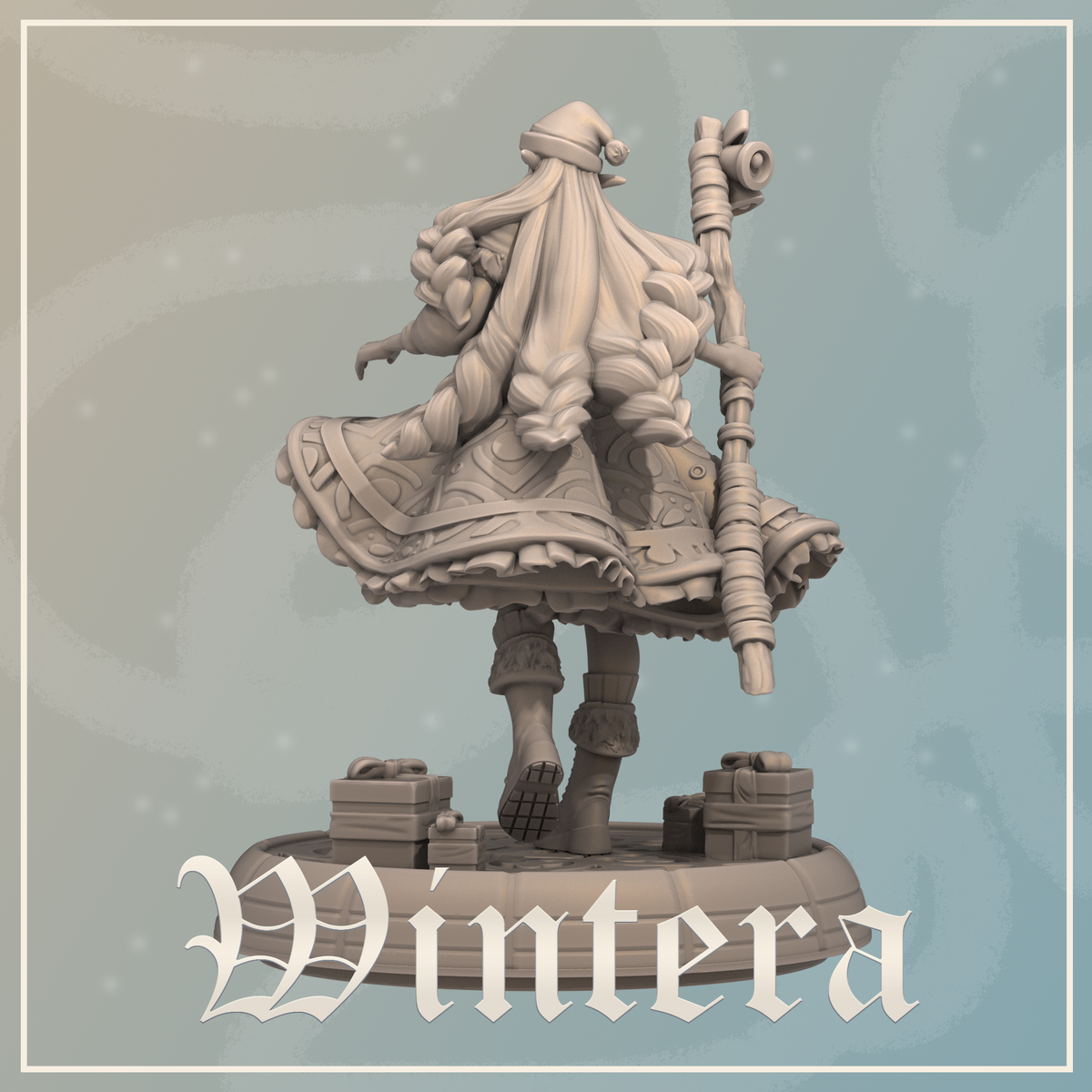 Wizard Rear View Wintera Elf Snow Wizard | D&D Mini for Feywild Campaigns – MitzNSimz