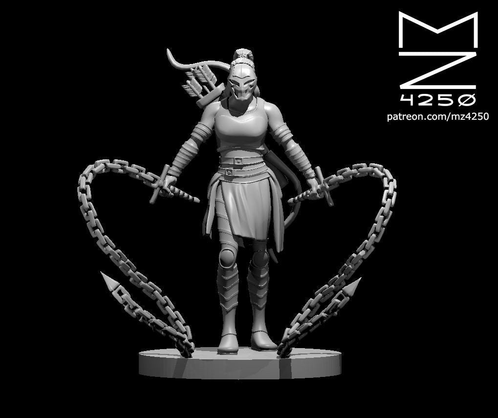 Human Female Fighter w/ 2 Chains by MZ4250