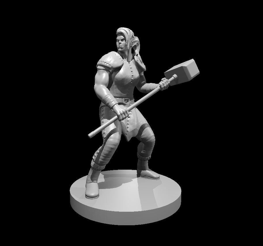 Half-Orc Barbarian Female w/Hammer by MZ4250