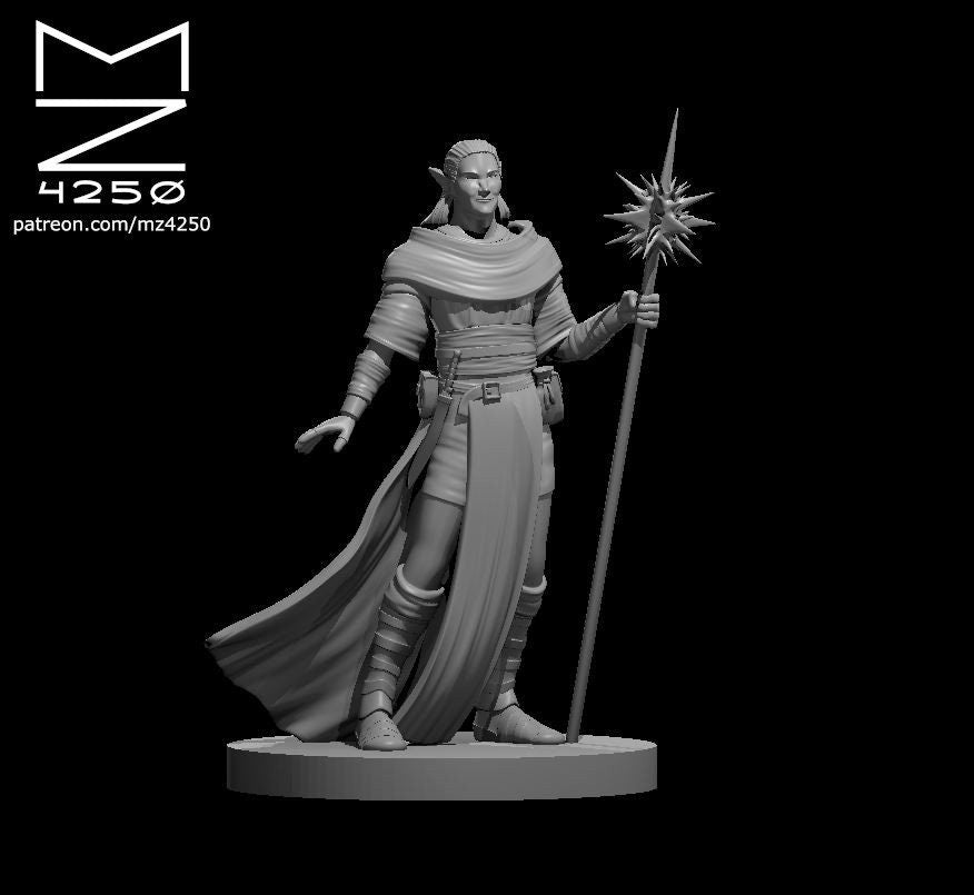 Elf Druid Male w/Spear by MZ4250
