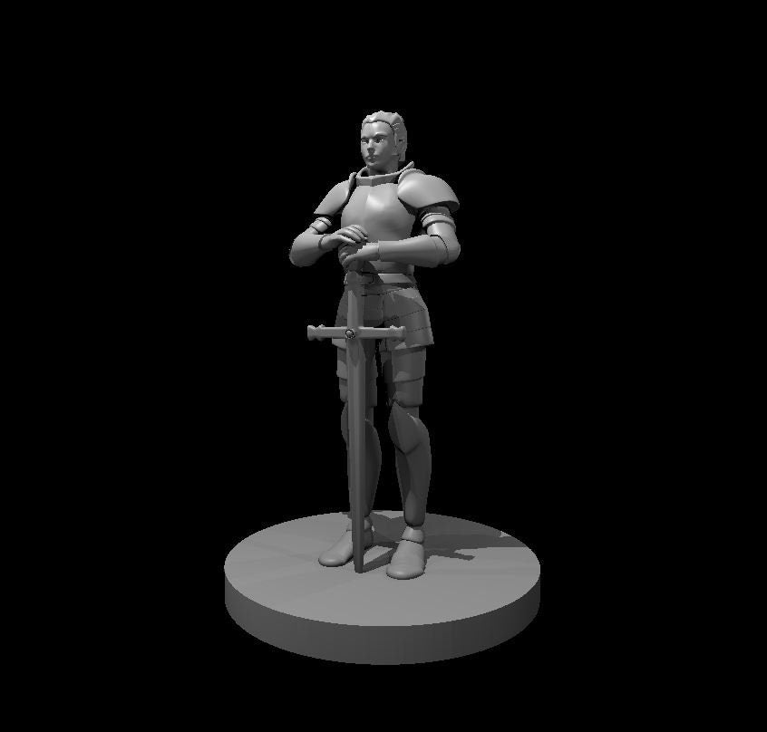 Human Female Fighter Standing w/ Sword by MZ4250