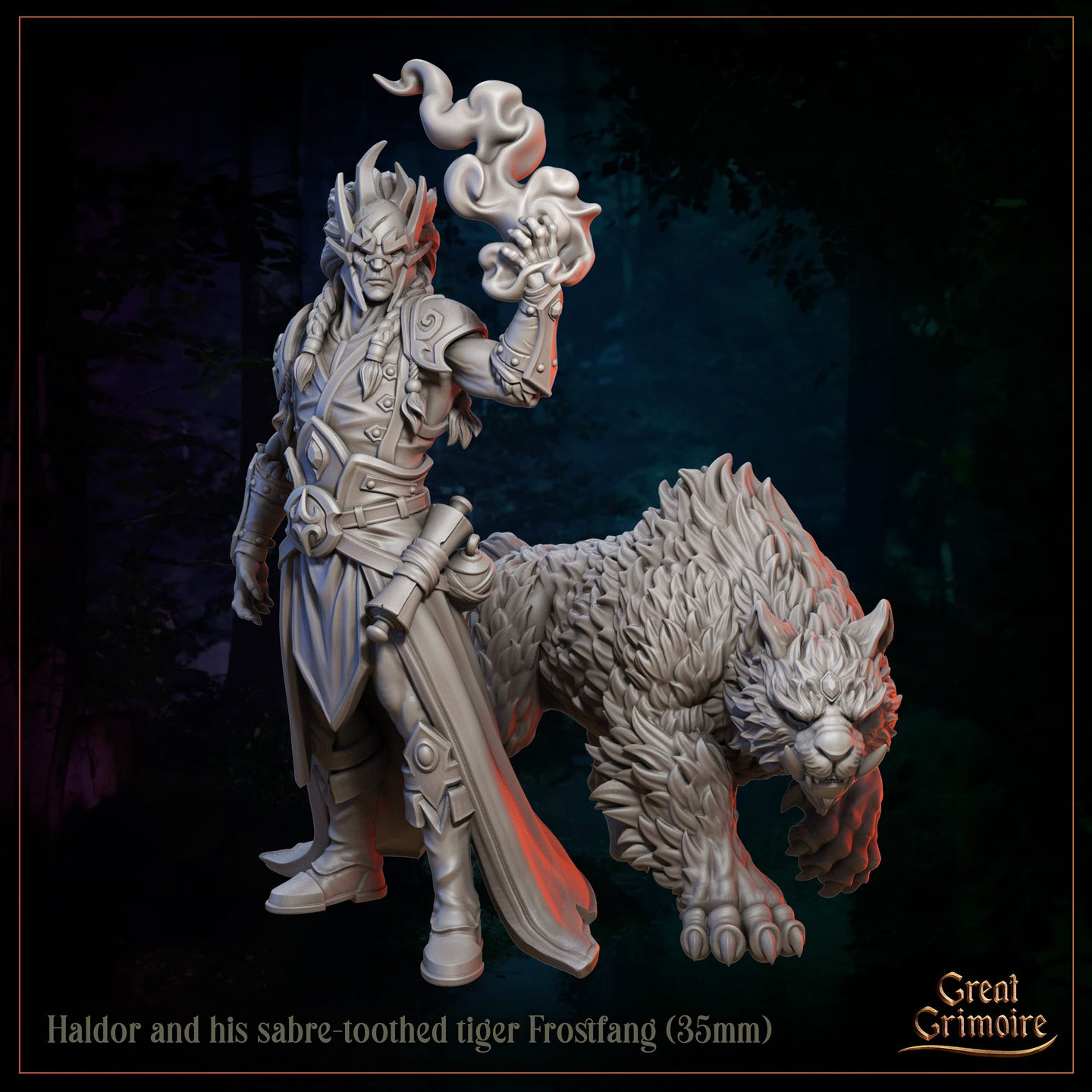 Haldor and his Sabre-Toothed Tiger Frostfang by Great Grimoire